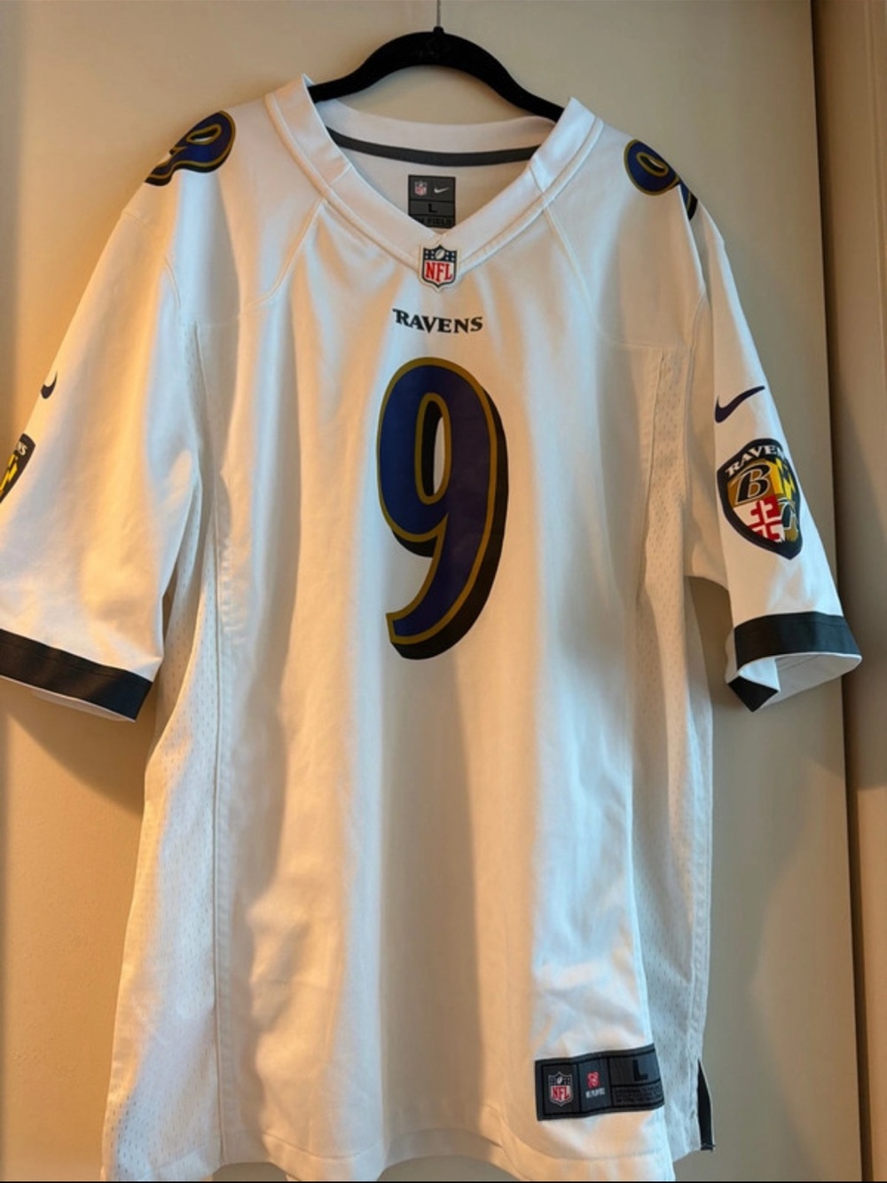 Authentic Nike White Baltimore Ravens #9 Justin Tucker White Road Jersey